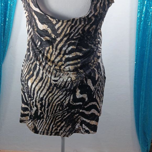 Guess Jeans Women's Size S High Halter Neck Long Tunic Top Keyhole Back Stretch - Picture 6 of 9